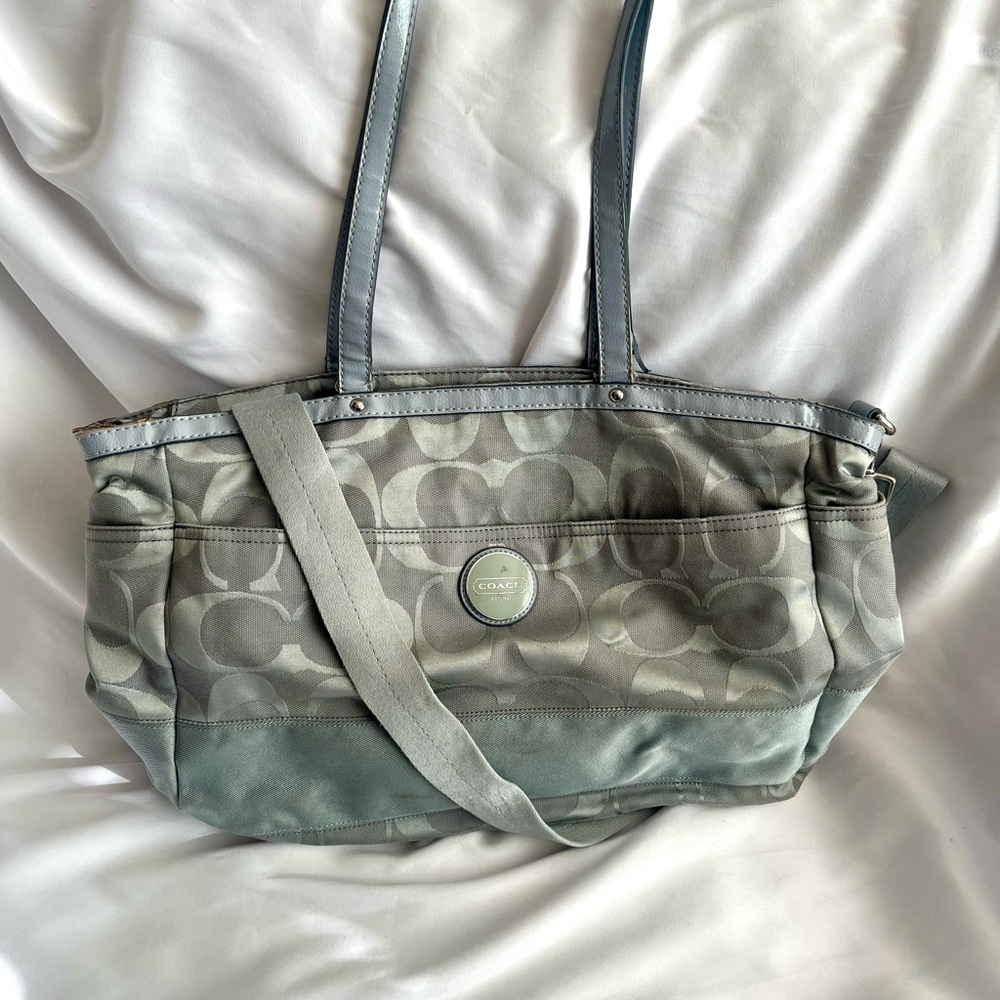 Coach Silver and Gray Shoulder Bag